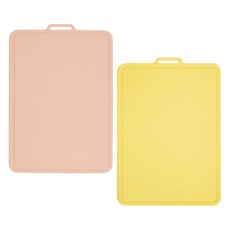 SiliconStory 鉑金矽膠雙面砧板 蜜桃米 + 粉彩黃色套組 大型, 1套, 砧板2種