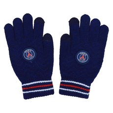 paris saint germain PSG經編標誌針織足球手套雙手組, 海軍藍