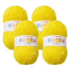 연일섬유 웰빙 수세미 뜨개실 80g, 02 노랑, 4개