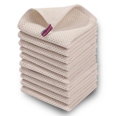 Living Heaven 純棉蜂巢掛環手巾, 10個, 象牙白