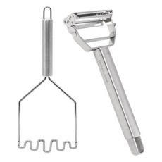 bella cuisine 不鏽鋼二合一多功能削皮刨絲刀 + 馬鈴薯搗泥切碎器 25公分套組, 1套, 單一顏色