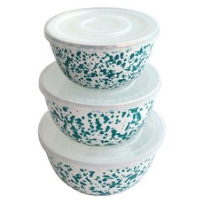 HAKOYA 大理石紋琺瑯迷你攪拌碗套組 薄荷綠, 1套, 攪拌碗 3件組