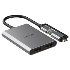 Nextu Boyman USB C to HDMI 4K 雙螢幕擴充轉換器 NEXTU-5622TCH-DUAL, 銀色, 1個, 135mm
