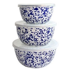 HAKOYA 大理石紋琺瑯迷你攪拌碗3件組 海軍藍, 1套, 攪拌碗3件
