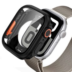 젤센 애플워치 호환 울트라 변신 풀커버 일체형 9H 강화유리 케이스 46mm, 블랙, 1개
