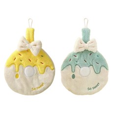 Woni's 牛牛甜心掛環式擦手巾 2件組, 1套, 黃色, 淺綠色