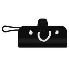 웨이브스튜디오 FACE EMOJI 미니 도킹 일체형 10W 보조배터리 5000mAh C타입 / 애플8핀 케이블, 블랙 01 빅스마일, TRPB-R5-CHL