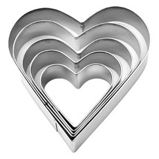 Kooleepool 不鏽鋼愛心餅乾模具5件組, 1套, 單一顏色