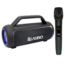 배성오디오 휴대용 블루투스 스피커 + 무선 핸드마이크 세트 BS4332, 블랙, BS-4332