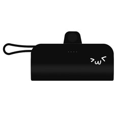 웨이브스튜디오 FACE EMOJI 미니 도킹 일체형 10W 보조배터리 5000mAh 애플8핀 / C타입 케이블, 블랙 16 큐트, TRPB-R5-CHL