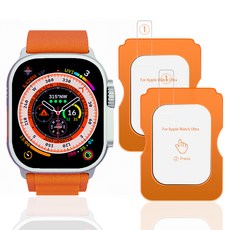 클로버나인 클로버 글라스 애플워치 울트라 호환 9H 풀커버 강화유리 이지가이드 액정보호필름 49mm 2매, 투명, 1세트
