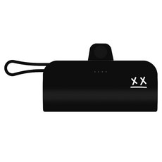 웨이브스튜디오 FACE EMOJI 미니 도킹 일체형 10W 보조배터리 5000mAh C타입 / 애플8핀 케이블, 블랙 14 XX, TRPB-R5-CHL