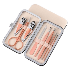 Kingsroad 指甲腳趾甲兩用指甲剪8件組, 象牙白, 1套