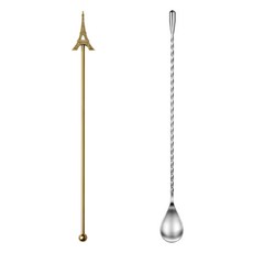 Casabeni 不鏽鋼艾菲爾調酒棒 + 雞尾酒匙組, 金色(調酒棒), 1套