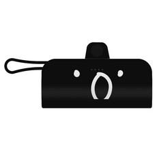 웨이브스튜디오 FACE EMOJI 미니 도킹 일체형 10W 보조배터리 5000mAh C타입 / 애플8핀 케이블, 블랙 04 빅서프라이즈, TRPB-R5-CHL