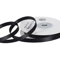 Gilgeuri 薄款6mm緞面禮品包裝緞帶, 1個, 黑色, 18m