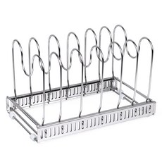 vivenzadi 可伸縮全不鏽鋼平底鍋鍋具收納架, 單一顏色, 1個, 6層