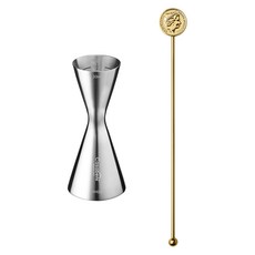 Casabeni 家用調酒 全不鏽鋼量酒器 30ml / 60ml + 圓形搗棒組合, 1套, 金色(搗棒)