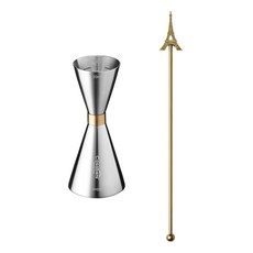 까사베니 홈텐딩 칵테일 골드링 계량 지거 30ml / 60ml + 머들러 세트, 골드 에펠(머들러), 1세트