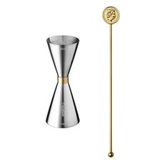 Casabeni Hometending 雞尾酒金環量酒器 45ml / 60ml + 搗棒套組, 1套, 金色 圓形(搗棒)