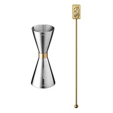 Casabeni 居家調酒 雞尾酒 金環量酒器 30ml / 45ml + 搗棒組, 1套, 金色 方形(搗棒)