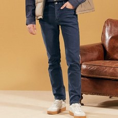 BANG BANG 男款搖粒絨複合刷毛修身保暖牛仔褲