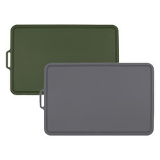 SiliconStory 鉑金矽膠雙面砧板 橄欖卡其色 + 炭灰色 中型套組, 1套, 砧板2種