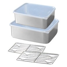 深型不鏽鋼托盤密封容器2件組 S173, 1套, 密封容器 中 + 大