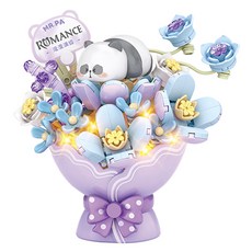 팬더 꽃다발 시리즈 미니블럭, 로맨스 퍼플 꽃다발, 1개