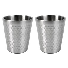 kitchen U 不鏽鋼 304 雙層蜂巢杯 300ml, 銀色, 2個