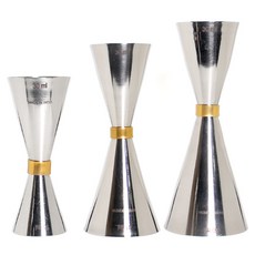 King Metal Work Claro 纖薄量酒器 15ml 30ml + 30ml 45ml + 30ml 60ml 套組, 銀色, 1套