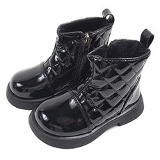 BEBEMARU 女童亮面菱格紋靴 9495