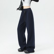 Elsso 女性寬版直筒開衩線條運動褲