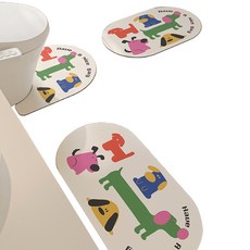 Eatus Home 乾式浴室地墊3件組, 1套, 小狗白