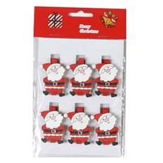 黑色樹聖誕裝飾木夾, 6個, 聖誕老人