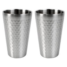 kitchen U 不鏽鋼 304 雙層隨行杯 蜂巢杯 450ml, 銀色, 2個
