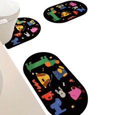 Eatus Home 乾式浴室地墊3件組, 1套, 小狗黑