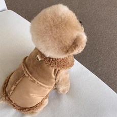 퍼피드림 아이 따뜻해 강아지 무스탕 조끼 00211, 브라운, 1개