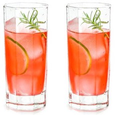 프렌치마르스 각진 심플 홈카페 유리 주스잔 260ml FM127, 2개