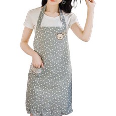 씨오브비 꽃무늬 포켓 앞치마, 블루그레이, 1개
