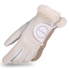 AVAVE 女用粉彩雙色防寒高爾夫手套 雙手佩戴組, 1組, 象牙白 + 米色