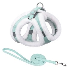 Puppy Dream 寵物蓬鬆保暖冬季毛絨胸背帶 + 牽繩組 00183, 薄荷白, 1個