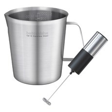 bella cuisine 不鏽鋼量杯 1L + 經典電動奶泡機組合, 1套, 混合顏色