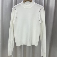 페이퍼먼츠 여성용 크롬 숄더 반폴라넥 데일리 니트 스웨터 12590