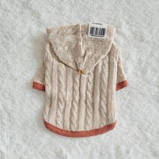 RARE MINX 寵物麻花針織連帽上衣, 1個, 米色