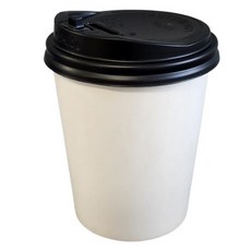 생활을그리다 무인쇄 종이컵 300ml + ps 뚜껑 블랙 세트, 50개입, 1세트