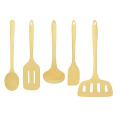 lilive 사용이 간편한 실리콘 조리도구 5종세트 S, 버터옐로우, 1세트, 요리스푼 + 스파츌라 + 뒤집개 + 국자 + 계란말이 뒤집개