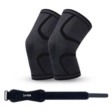 관절사랑 다름 올인원 타이트 헬스 등산 무릎 보호대 슬리브형 2p + 일자형 스트랩 세트, 1세트, 블랙(슬리브형), 블랙(일자형 스트랩)