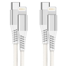 CLOVER9 Clover Type-C to Lightning 8-pin PD 超高速充電線 100W, 2個, 白色, 2m