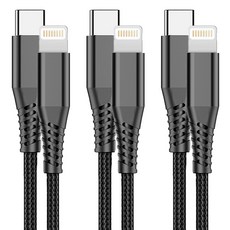 CLOVER9 Klopp Type-C to Lightning 8-pin PD 超高速充電線 100W, 3個, 黑色, 2m